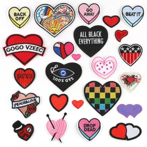Heart DIY Embroidered Sew Iron On Badge Patches Clothing Fabric Applique Crafts - Picture 1 of 30