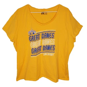 University Of Albany Great Danes 2XL Camicia Donna Russell Athletic Arancione - Foto 1 di 10