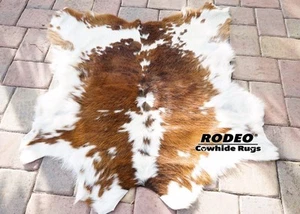 Hairy super soft beautiful Brown& White Rodeo Calf skin rug 3' X3' Best Quality  - Picture 1 of 2