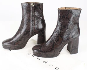 SANDRO Shoes Womens EU 38 / UK 5 Leather Snake Pattern Ankle Heels - Picture 1 of 12