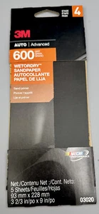 3M SANDPAPER - 600 GRIT #03020 - WET OR DRY SAND PAPER - WETORDRY - NEW #J64 - Picture 1 of 2