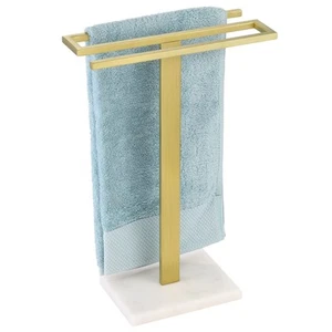 Gold Hand Towel Rack Stand with Marble Base, Towel Rack Free Standing Hand To... - Picture 1 of 9
