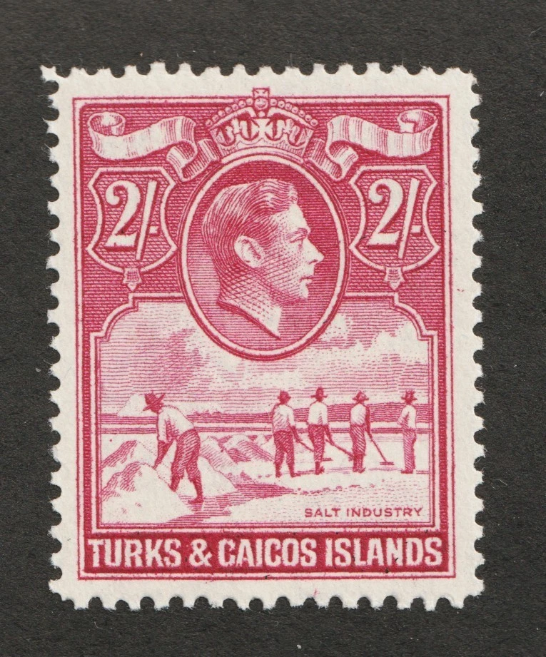 Islas Turcas y Caicos 1938 Sc# 87 - 2sh, KGVI, industria de la sal. MH Cv$18,00 Foto 1 de 1