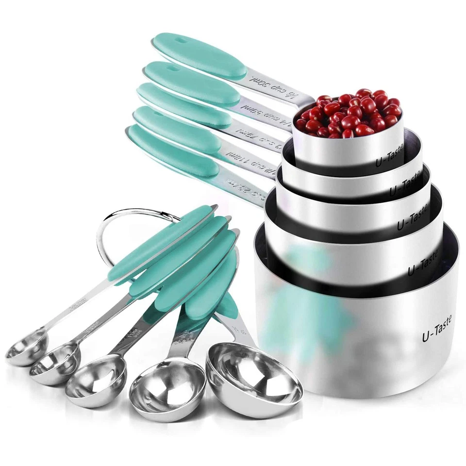 Measuring Cups : 18/8 Stainless Steel Measuring Cups and Spoons Set of 10 Pie... - Image 1 of 4