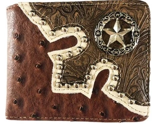 Star Mens Wallet Western Bifold Style W012-1 Brown - Picture 1 of 2