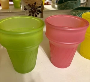 Set Of 4 Vintage Libbey Frosted Ice Cream Cone Design Dessert Cups 1970's... - Picture 1 of 4