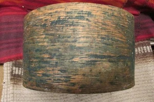 antique wood gallon bent wood gallon grain measure original blue paint 5 1/2" tl - Picture 1 of 4