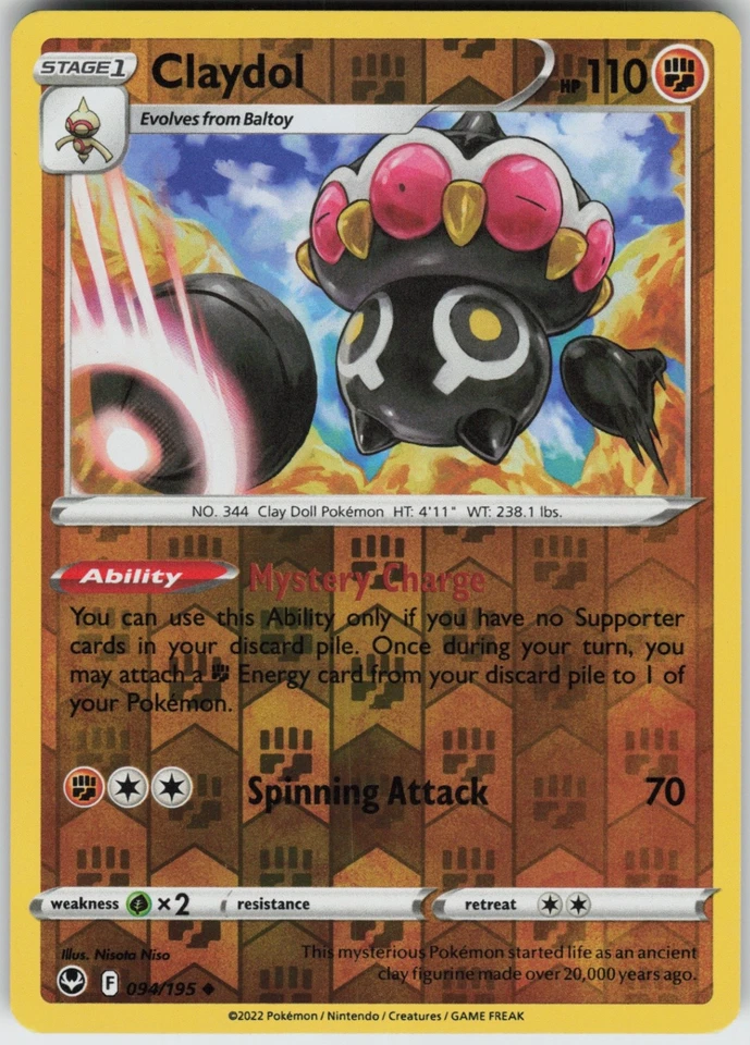 PO-06 Reverse Holo Claydol 094/195 Uncommon SWSH12: Silver Tempest - Image 1 of 1