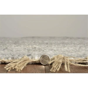 Linon Knotty Loop Hand Woven Wool 1'10"x2'10" Rug in Natural and Black - Picture 1 of 6