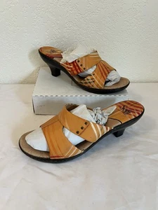 Sofft Damen-Slipper Leder 3 Zoll kubanischer Absatz Größe 11M orange grün pink gebraucht, in einwandfreiem Zustand - Bild 1 von 7