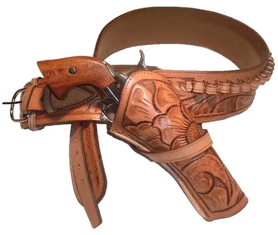 Holster Western Leather Gun Cowboy Revolver Belt Pistol Brown Hand Made 44 45 - Image 1 of 4