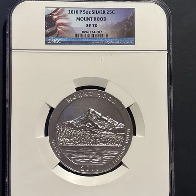 2010 P 5oz Silver 25C Mount Hood SP 70 NGC America The Beautiful - Image 1 of 2