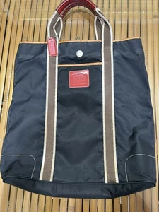 Coach Handbag Purse Canvas Black Red Vintage - Picture 1 of 7