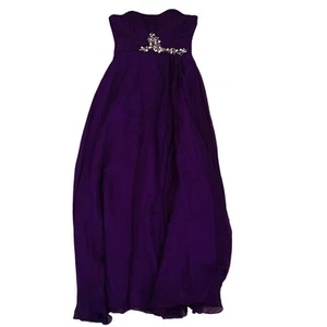 Anny Lee Strapless Embellished Chiffon Maxi Dress Size L Large 5100 NWT Purple - Picture 1 of 11