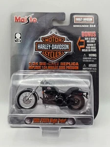 Harley Davidson Maisto 1:24 Die Cast Replica W Bonus Bar & Shield Night Train - Picture 1 of 6