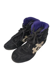 Vintage 80's Asics Tiger Reflex Wrestling Shoes #jl33 Size 6.5 Black Purple - Picture 1 of 7