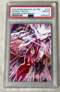 2020 Panini Marvel 80 Years Scarlet Witch #C12 Trading Card Brazil PSA 8 - Picture 1 of 2