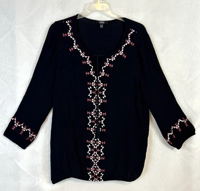 Top Boho Bordado Manga Larga Ligero Talla Dennis Basso / 3XL Foto 1 de 4