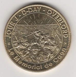 NO DATE COIN MEDAILLE SOUVENIR A-B -- 14 050 CAEN JOUR J / D-DAY BARGE N°6 - Picture 1 of 2