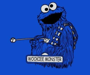 Camisa para damas Sesame Street Cookie Monster as Star Wars Chewbacca Chewie parodia - Imagen 1 de 1