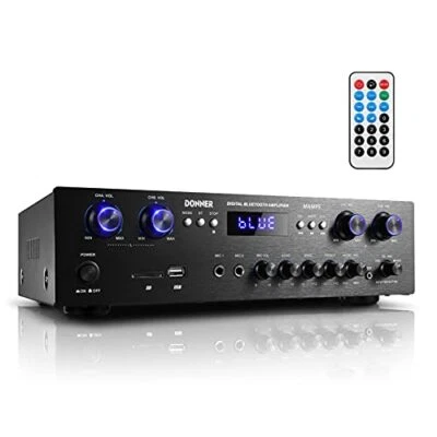 4 Channel Stereo Audio Amplifier Receiver, Bluetooth 5.0 Home Theater - Image 1 of 4