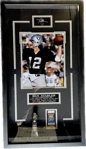 Oakland Raiders Ken Stabler Framed Rep Super Bowl Lombardi Trophy-Ticket Cover