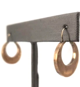 Orecchini a cerchio ANTQ oro giallo 10 kt edoardiano 1900 boho 2 mm cavi grossi 1 g 1" - Foto 1 di 7