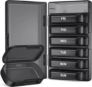 7-Day Weekly Pill Organizer with Travel Case - Holds Fish Oils & Capsules - Picture 1 of 7