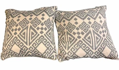 Juego de 2 almohadas Villa azul y crema estilo occidental 100 % lino. Foto 1 de 4