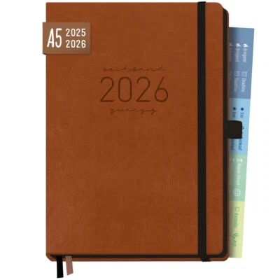 Chäff-Timer Deluxe 2025/2026 / 18 Monate / A5 / Cognac / Häfft-Verlag