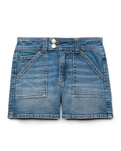 Wonder Nation Girls Denim Utility Stretch Cotton Shorts, 4.5” Inseam Size 16 - Picture 1 of 4