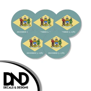 Delaware State Flag Circle Sticker Decal 5 Pack 2.5in - Picture 1 of 2