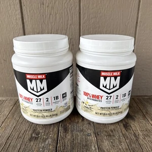 (2) MUSCLE MILK 100% Whey Probiotics Protein Vanilla 1.85 LBS 29.6 oz Powder - Picture 1 of 7