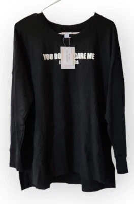 Suéter Lularoe "You Don't Scare Me I Have Kids" XL Hannah Cuello Redondo Negro ¡NUEVO! Foto 1 de 3