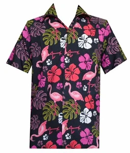 Camisa hawaiana para hombre con estampado de hoja de flamenco playa fiesta campamento de vacaciones - Imagen 1 de 32