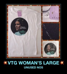 VTG 77 70s Star Wars Disney PRINCESS LEIA Carrie Fisher Han Solo T-Shirt woman L - Picture 1 of 9