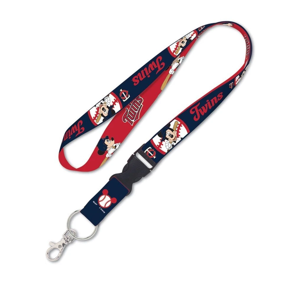 MINNESOTA TWINS MICKEY MOUSE DISNEY LANYARD DETACHABLE BUCKLE NEW WINCRAFT 👀 - Image 1 of 1