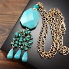 Pendentif mode faux turquoise collier gland or costume bijoux