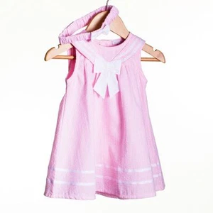 NUEVO CREMALLERA ZAP Bebé niñas Marinero Rosa Vestido a Rayas Arco Arco Diadema a juego 23mnth - Imagen 1 de 2