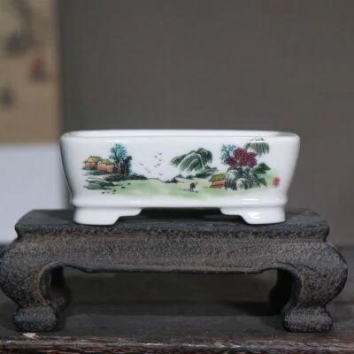 Purple Sand Pot Bonsai Basin Small Basin Rectangular Ceramic Basin Flowerpot - Image 1 of 4