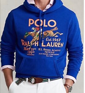 Mens  POLO-RALPH LAUREN (Graphic RL Riding Academy) Hoodie Fleece Sweatshirt