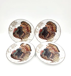 Williams Sonoma Plymouth Turkey Salad Plates Set of 4 NEW - Picture 1 of 2