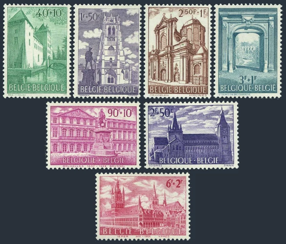 Belgium B705-B711, MNH. Mi 1265-1271. Royal library, Church of our Lady, 1962. - Image 1 of 1