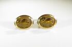 Yellow Gold Filled Cufflinks with a Warrior Carved into a Tigers Eye Stone 