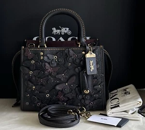 NWT COACH 1941 BUTTERFLY APPLIQUÉ BLACK/MULTI ROGUE 25 BAG 31225 RARE HTF - Picture 1 of 20