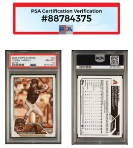 Corbin Carroll 2023 Topps Chrom Rookie Karte #95 RC Gem PSA 10 Sepia Refraktor - Bild 1 von 5