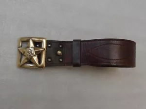 Vtg Soviet Army General's Belt Real Leather Russian Military Buckle Uniform USSR - Picture 1 of 20