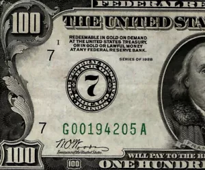 FR. 2150-G 1928 $100 FRN GOLD ON DEMAND CHICAGO NUMERAL #7 PMG 35 EPQ (BDJ) - Picture 1 of 4