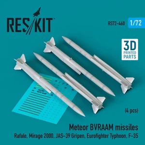 Meteor BVRAAM missiles 4pcs Scale 1:72 ResKit RS72-0460 - for Plastic Model Kit - Picture 1 of 3