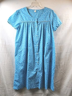 Plumero/camisón rosa para mujer azul floral talla mediana a presión Pit to Pit 20 pulgadas  Foto 1 de 4